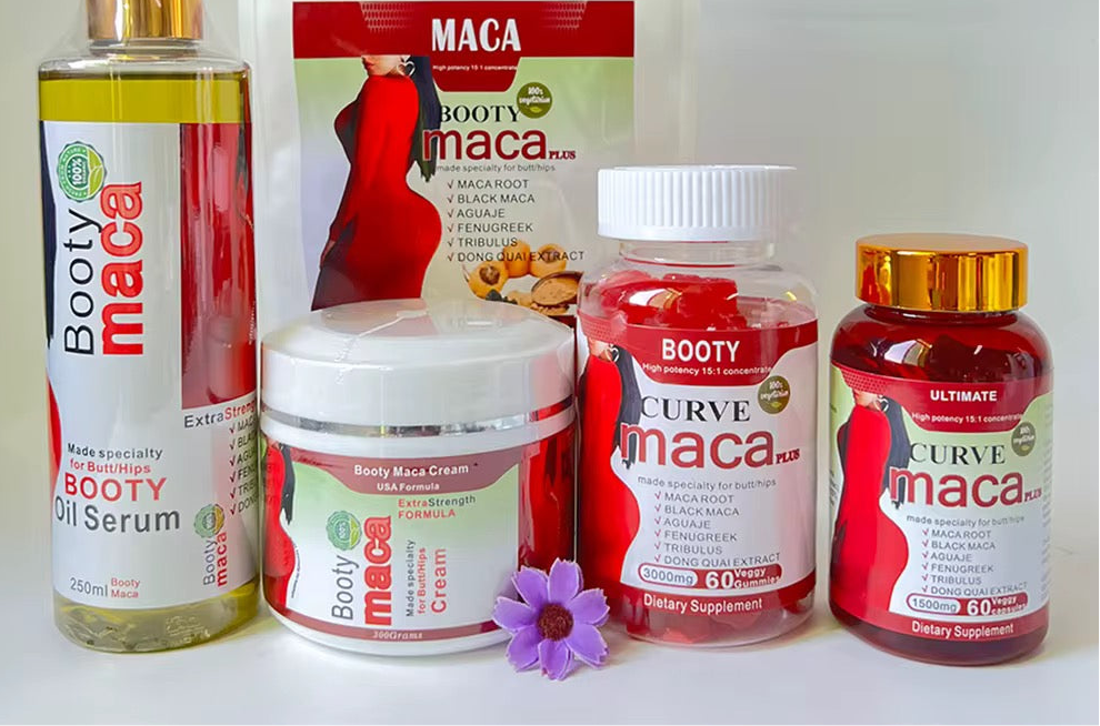 Pack Booty Maca Plus – Sérum, Crème et Gélules pour des Fesses et Hanches Voluptueuses