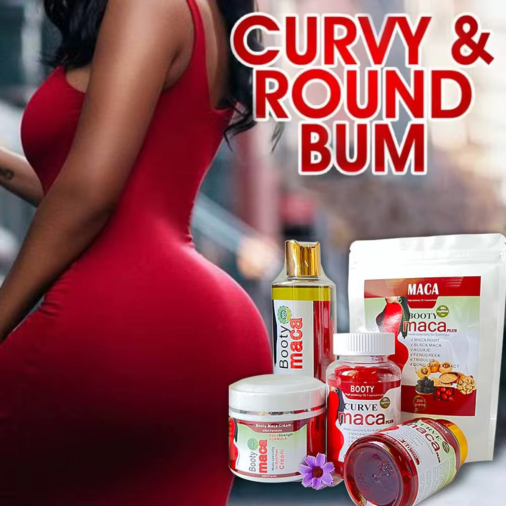 Pack Booty Maca Plus – Sérum, Crème et Gélules pour des Fesses et Hanches Voluptueuses