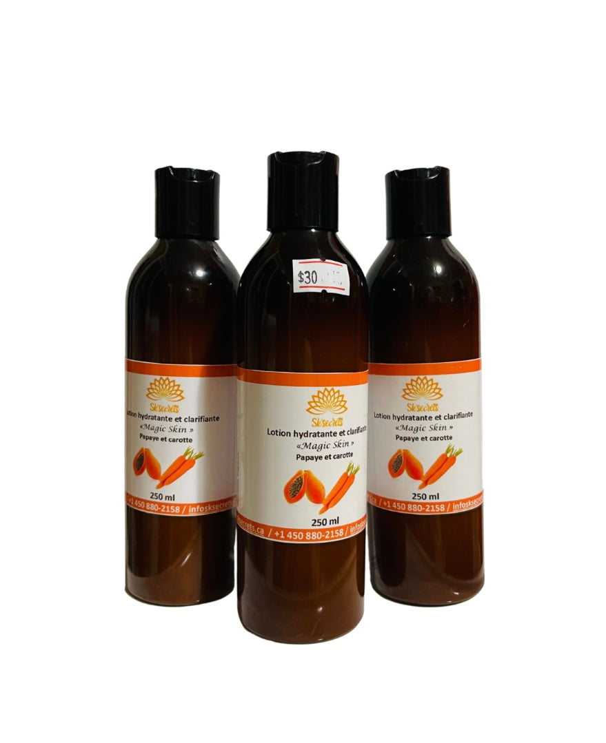 Lotion hydratante et clarifiante aux huiles de papaye et carotte